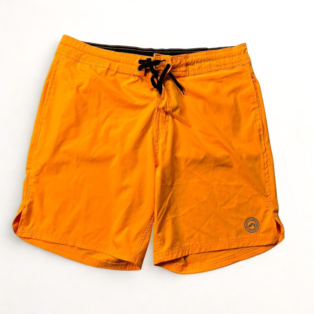 Surf Style Mens Orange Board Shorts Size 36 Swim Trunks Stretch Drawstring Surf